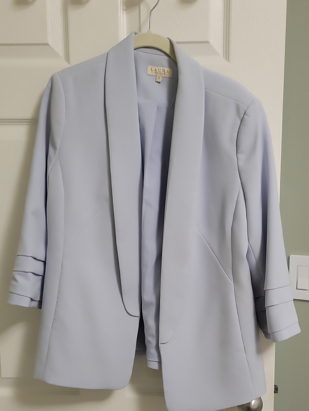Laura Lightweight Pale Blue Open-Front Blazer